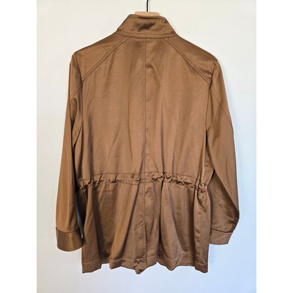 Chico’s Satin Utility Jacket – Rum | Caramel | Brown Size 2(LARGE) NWT - Picture 2 of 3
